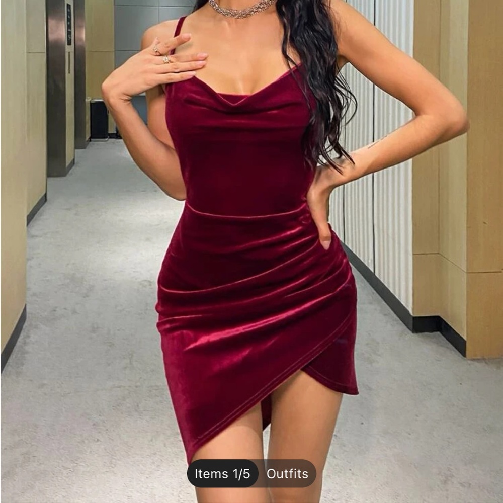 SHEIN Red Velvet mini dress